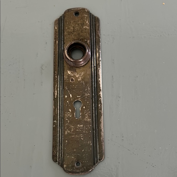 Vintage Brass Door Plates 7.5 inches x 2 inches set of 2 - Picture 3 of 4